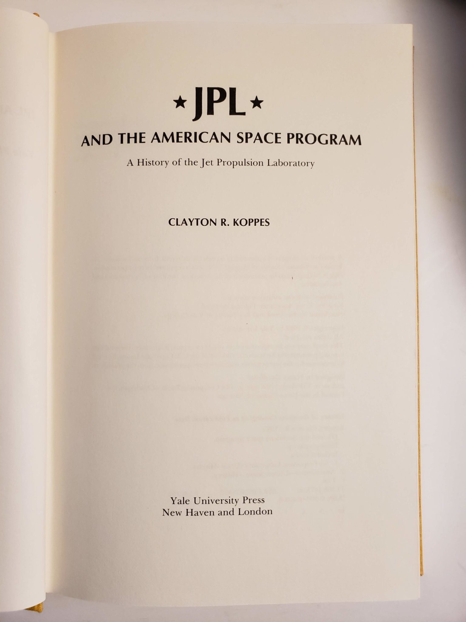 Clayton R. Koppes, JPL and the American Space Program | JCH Books